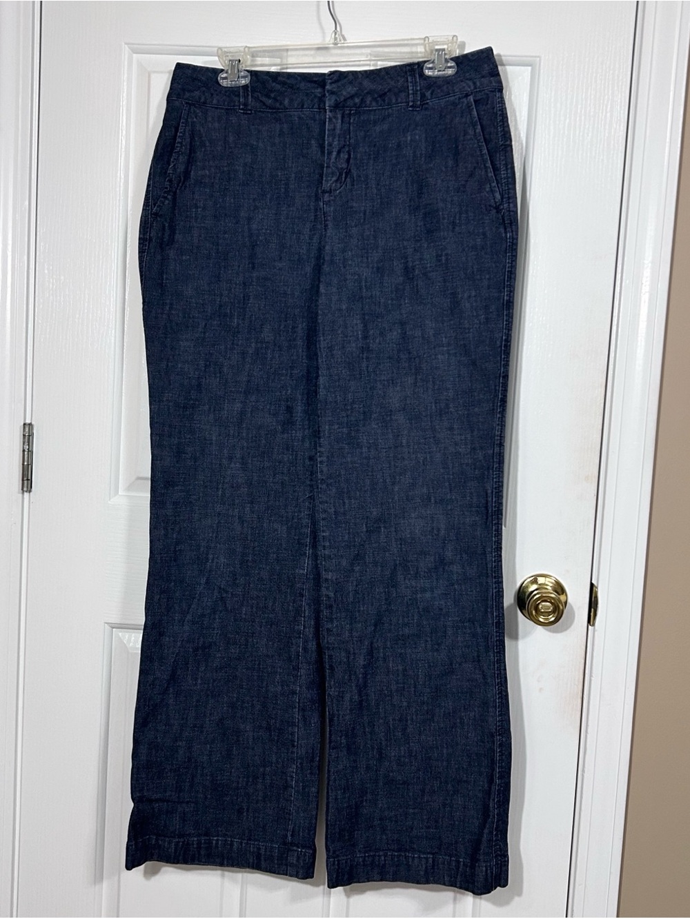 Coldwater Creek Midnight Promenade Trouser Jeans Dark Wash Wide Leg Stretch 10